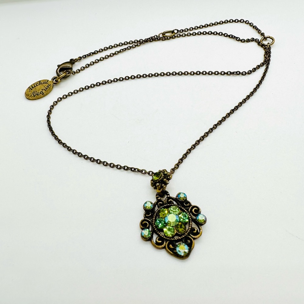 Vintage MICHAL NEGRIN Green Crystal Necklace